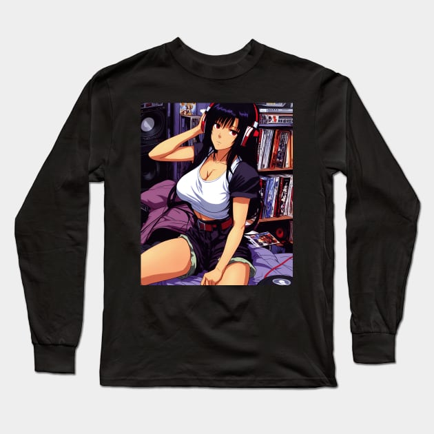 Tifa FF7 Lost in Lofi Hip hop Music - anime lofi girl aesthetic Gaming Long Sleeve T-Shirt by geekmethat